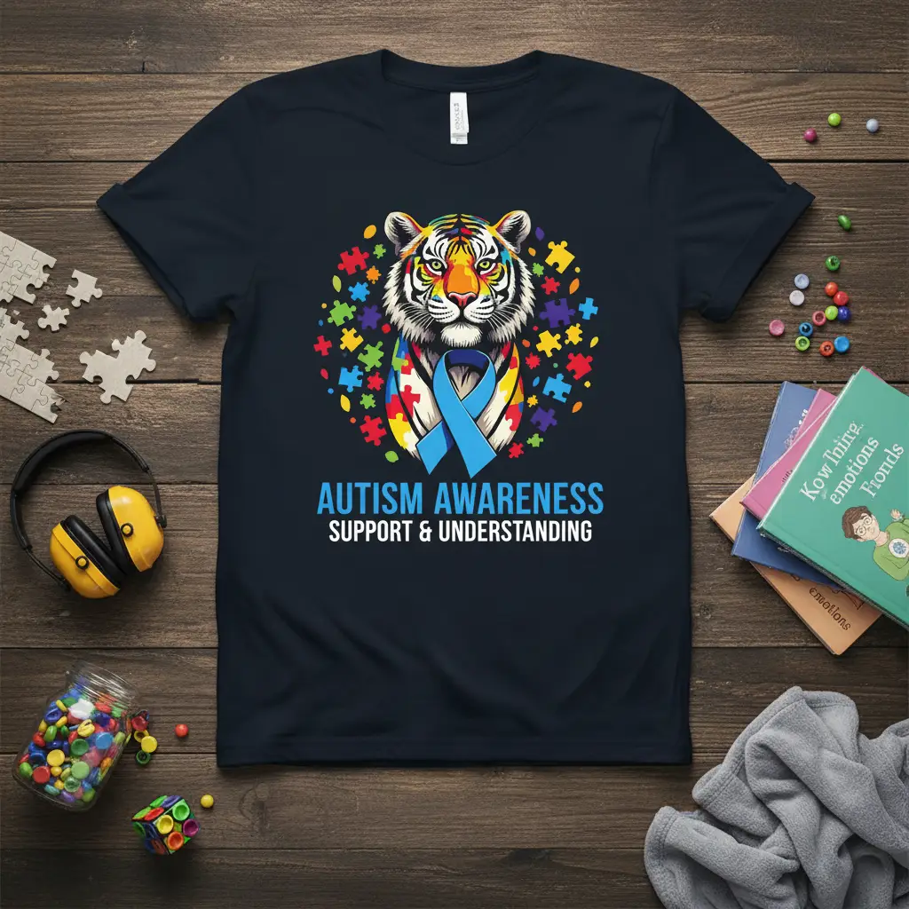 Autism Awareness Support & Understanding Tiger T-Shirt