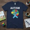 AUTISM BRAIN PUZZLE RIBBON stylish graphic design printed on comfortable cotton t-shirt