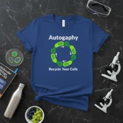 Autogaphy Recycle Your Cells science biology t-shirt design with circular green cell graphics and arrows