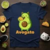 Avogato T-Shirt design featuring a smiling avocado cat holding a taco, with "Avogato" text below