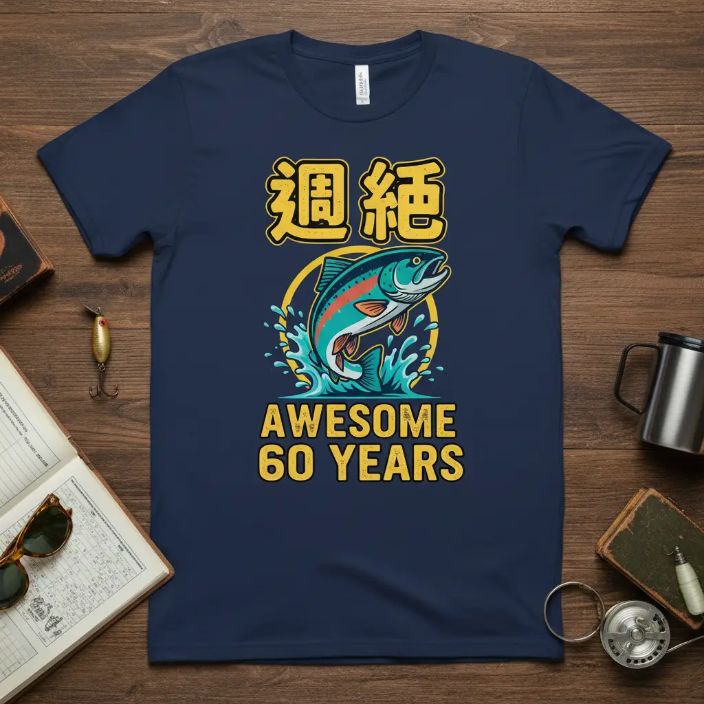 Awesome 60 Years Fishing T-Shirt 60th Birthday Gift