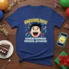 Awesome Face Extreme Happiness Protocol Activated t-shirt with cartoon boy's excited face and colorful bursts