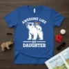 Awesome Like My Daughter t-shirt with polar bear dad and cub graphic, wearing sunglasses and bandana.|