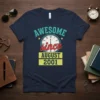 Awesome Since August 2001 t-shirt with retro clock design and birth year text