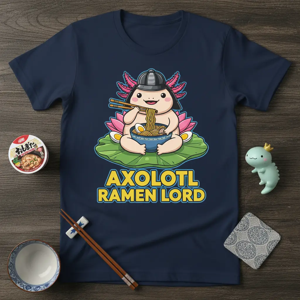 Axolotl Ramen Lord T-Shirt Funny Foodie Gift for Otaku Fans