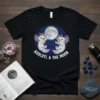 Axolotl & The Moon t-shirt design with two cute axolotls and a full moon graphic
