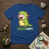 Axolotlsaurus T-Shirt featuring a cute axolotl dressed as a dinosaur, with the text "Axolotlsaurus" below