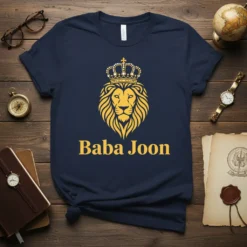 Baba Joon Lion King T-Shirt with a golden lion wearing a crown