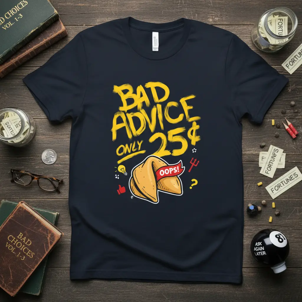 Bad Advice Only 25 Cents Fortune Cookie Tee