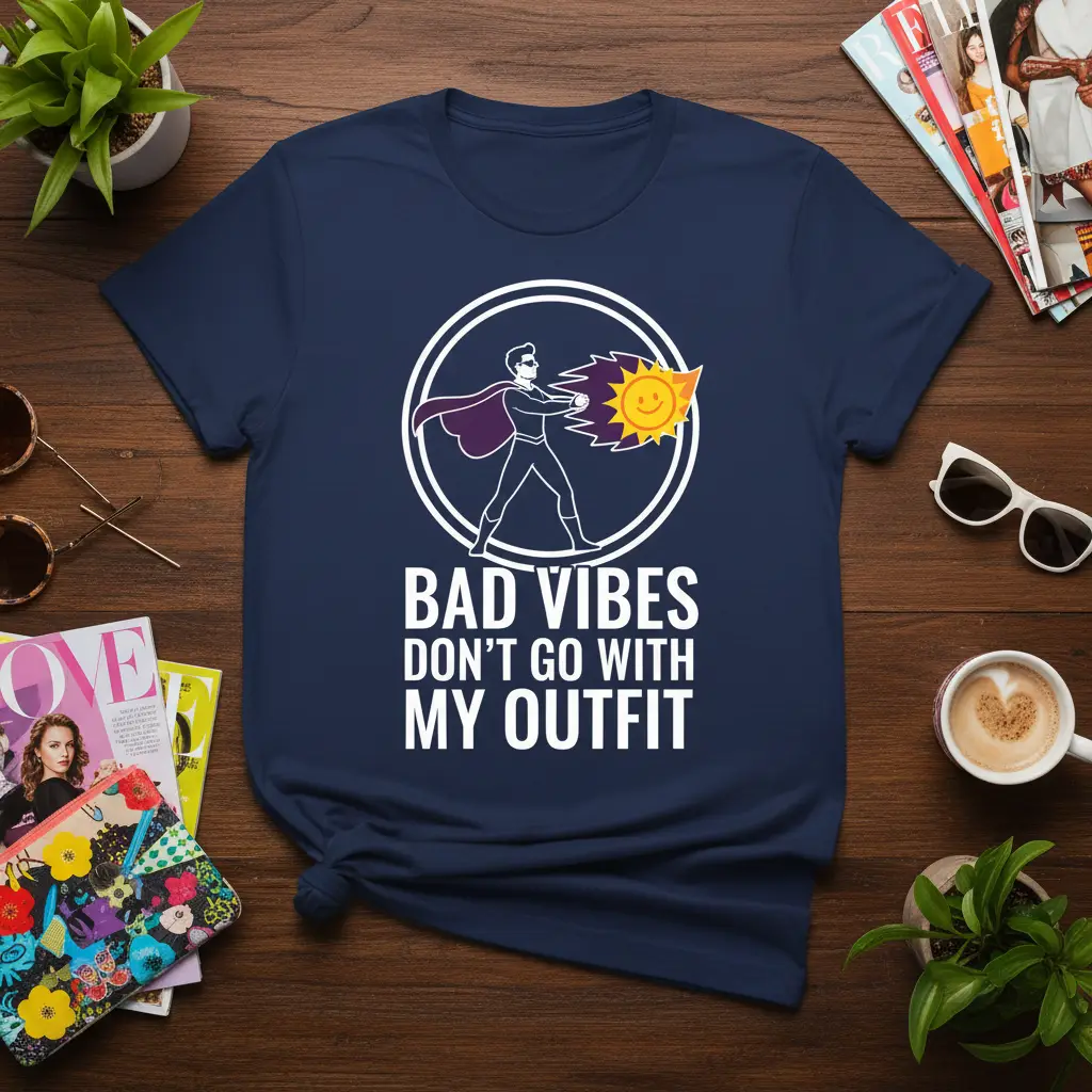 Bad Vibes Don’t Go With My Outfit T-Shirt Positive Quote Gift