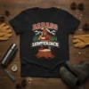Badass Lumberjack T-Shirt with a rugged lumberjack graphic and bold text, featuring mountains and trees