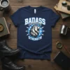 Badass Unleashed Strength t-shirt design with a roaring lion and lightning graphics