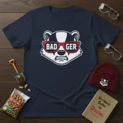 Badger With Sunglasses creative graphic design printed on comfortable cotton t-shirt