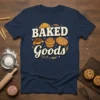 Baked Goods T-Shirt with illustrations of croissant, cupcake, cinnamon roll, and bread