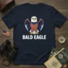Navy t-shirt featuring a cartoon bald eagle graphic with the words "BALD EAGLE" printed below in white text