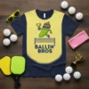Ballin' Bros pickleball t-shirt design with a jalapeño character holding a trophy over a net
