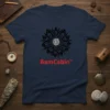 Navy t-shirt with BamCabin™ logo featuring a black tribal lotus flower design and a white and black zebra print circle