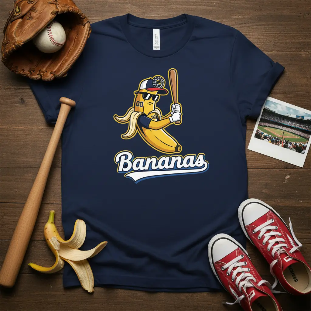 Bananas Baseball T-Shirt Fun Fruit Sports Fan Gift