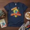 Superhero Super Nana t-shirt design with text BANG! SUPER NANA POW! and a woman in a superhero costume