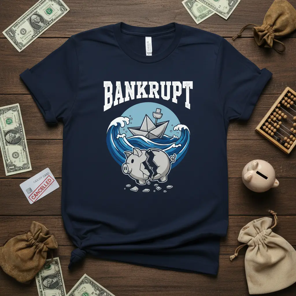 Bankrupt Piggy Bank Funny Financial Struggle T-Shirt
