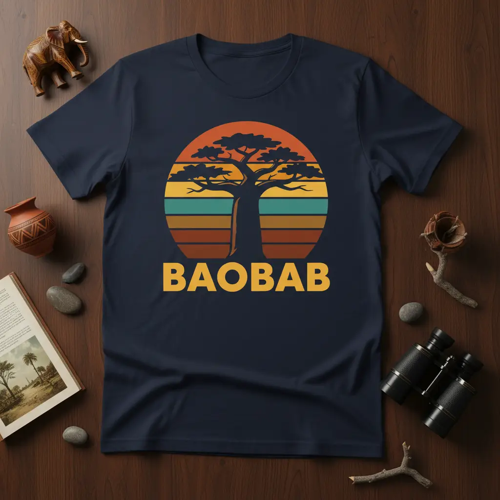 Baobab Tree Sunset Vintage T-Shirt Nature Lover Gift