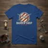 Barber Shop Est. 1920 vintage t-shirt design with crossed scissors and circle graphic