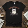 Barely Tolerable Grumpy Cat T-Shirt with thorny vine design, featuring a classic grumpy cat face and the text "BARELY TOLERABLE"