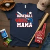 Baseball Ball Mama t-shirt with baseball bat, glove, helmet, and stars graphic