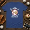 Baseball Cupcake Heartbeat t-shirt design featuring a cupcake with a cherry and baseball bat, with a heartbeat line and baseball