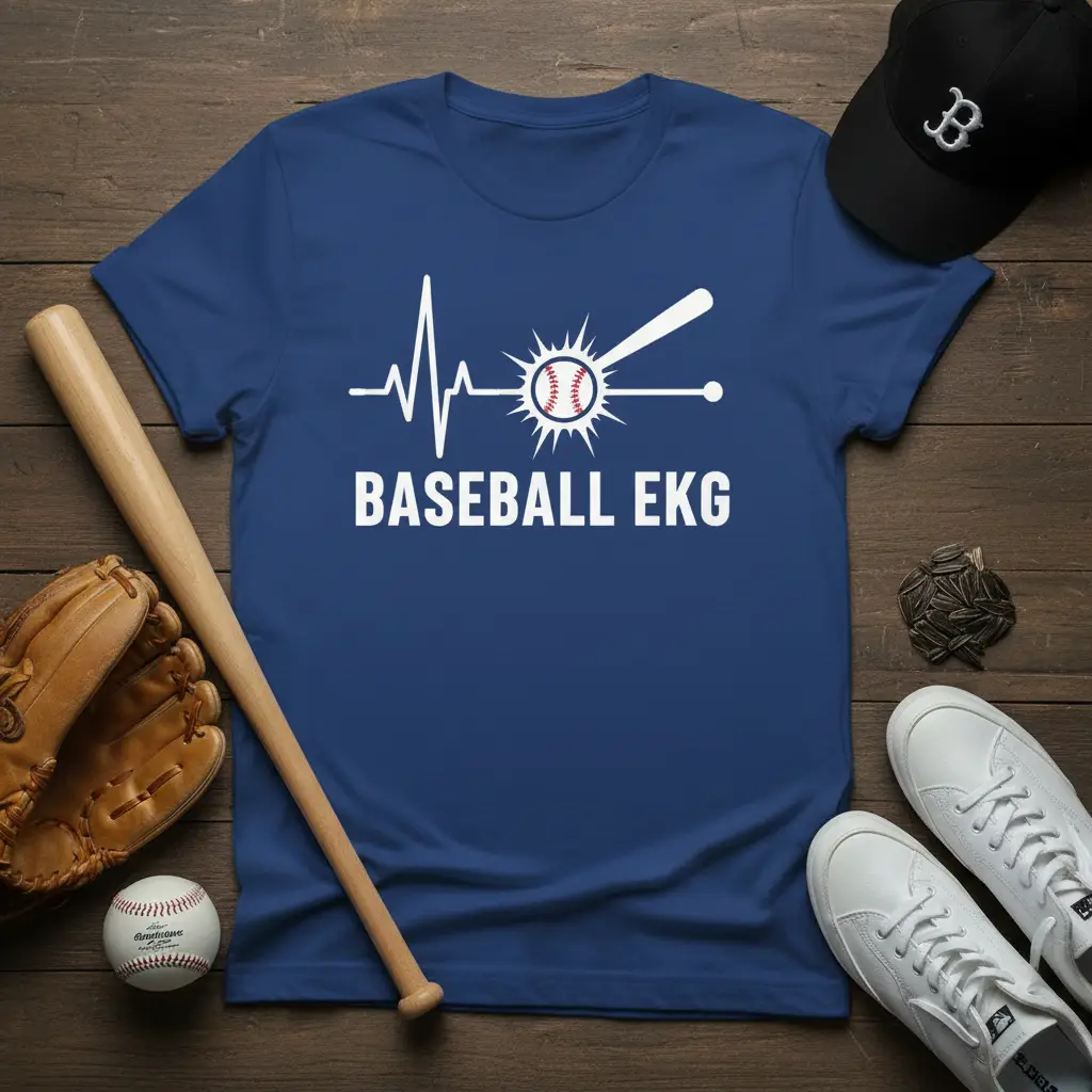Baseball Ekg Heartbeat T-Shirt Funny Sports Fan Gift