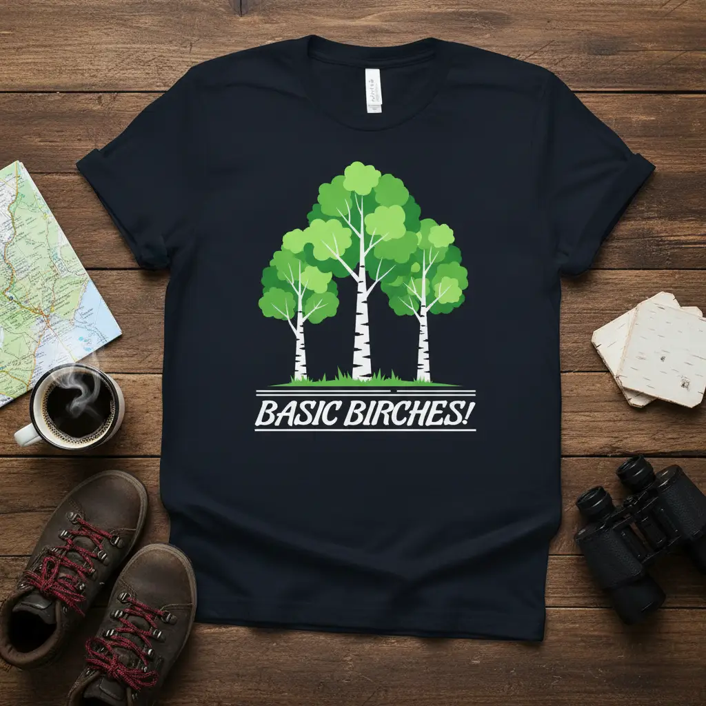 Basic Birches! Funny Nature Pun T-Shirt Outdoor Lover Gift