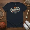 Basketball 1891 vintage retro design t-shirt with basketball graphic and wings