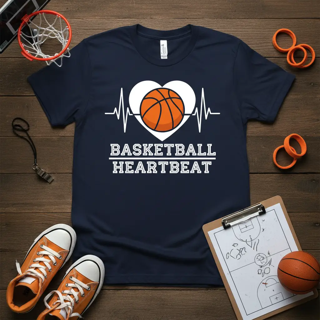 Basketball Heartbeat T-Shirt Sports Fan Gift for Lovers