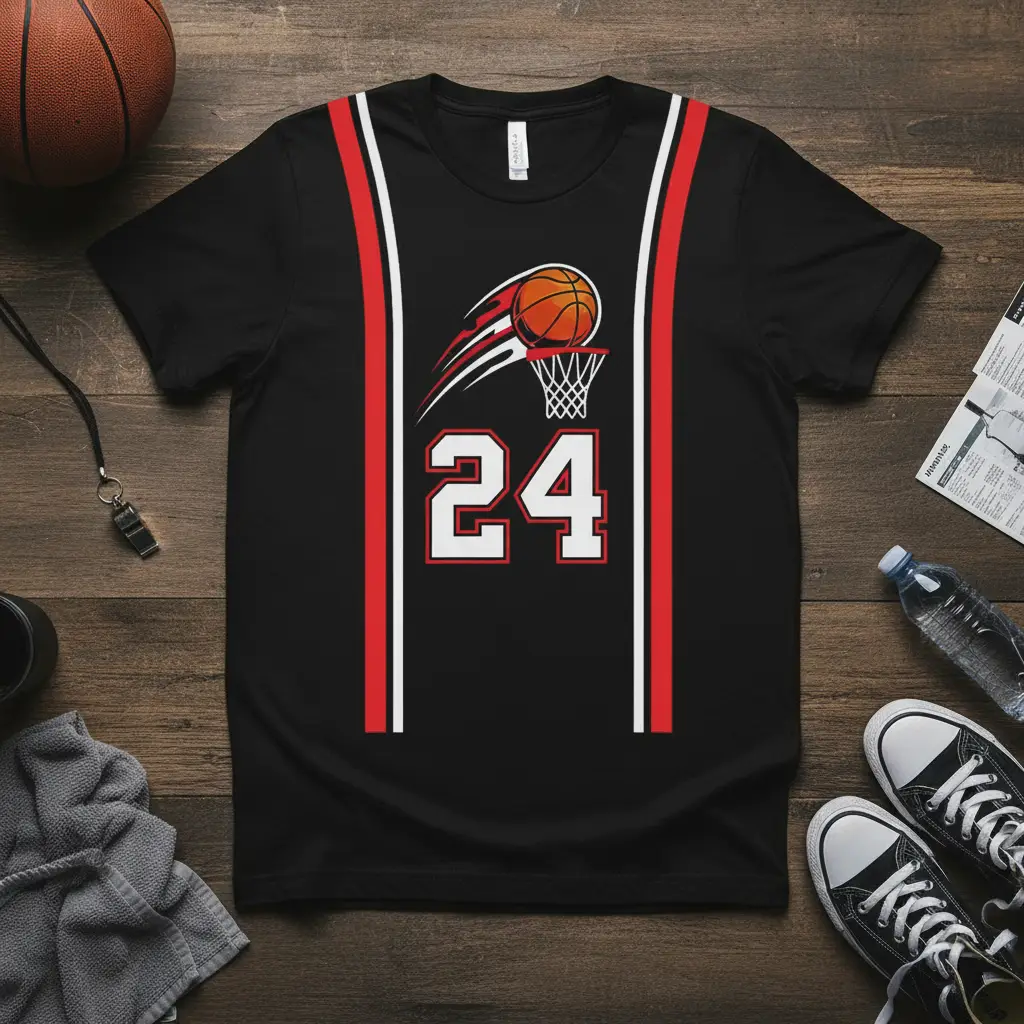 Basketball Jersey Number 24 T-Shirt Sports Fan Gift