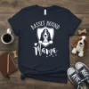 Basset Hound Mama t-shirt with a shield graphic featuring a Basset Hound face and paw prints below the word Mama