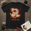 Battle Koi T-Shirt with Japanese koi fish in flames and Japanese text "閃光の鯉"