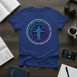 Circular design with text "Be aware in the loop or out of the loop. I loop't the loop, from any