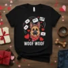 Be My Valentine Woof Woof German Shepherd T-Shirt with cute dog and hearts graphic