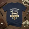 Vintage t-shirt design with text "Be Patient With Me I'm From The 1900s" and a classic car illustration