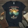 Be Strong and Courageous Bible Verse T-Shirt with Joshua 1:9 quote and mountain landscape graphic