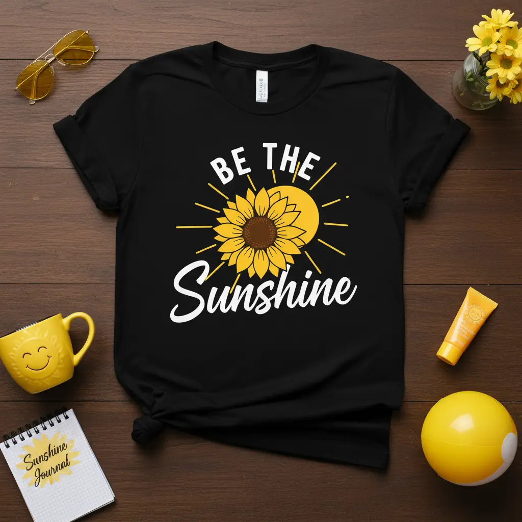Be the Sunshine Sunflower T-Shirt Positive Vibes Gift