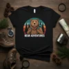 Bear Adventures t-shirt with retro sunset graphic and camping bear illustration