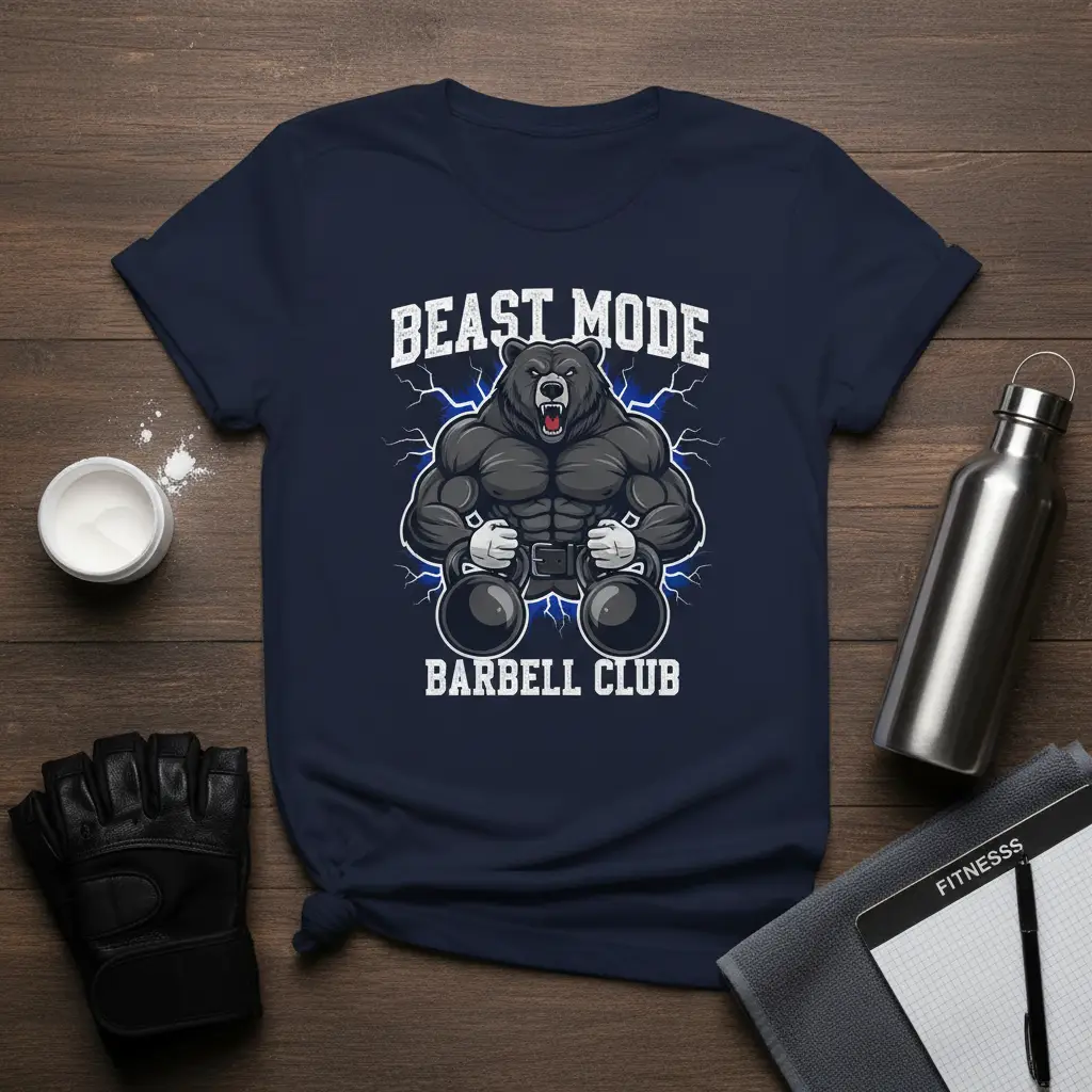 Beast Mode Barbell Club T-Shirt Gym Fitness Workout Gift