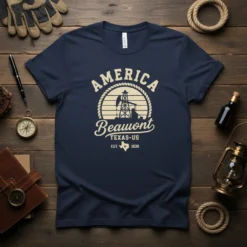Beaumont Texas America Oil Derrick T-Shirt with vintage design and EST. 1838 text