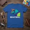 Beautibull graphic t-shirt with a colorful, stylized bull design and the word BEAUTIBULL in white text