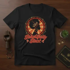 Beautifully Black t-shirt with a silhouette of a Black woman with an afro and coffee beans, in a circular design