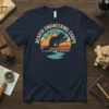 Beaver Engineering Corps text design with a retro sunset graphic and a beaver holding a log