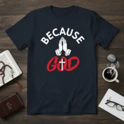 Because God unique graphic design printed on comfortable cotton t-shirt