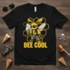 Bee Cool T-Shirt with a cartoon bee wearing sunglasses and a leather jacket holding an ice cream cone