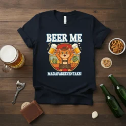 BEER ME MADAFARELVENTAKS! creative graphic design printed on comfortable cotton t-shirt